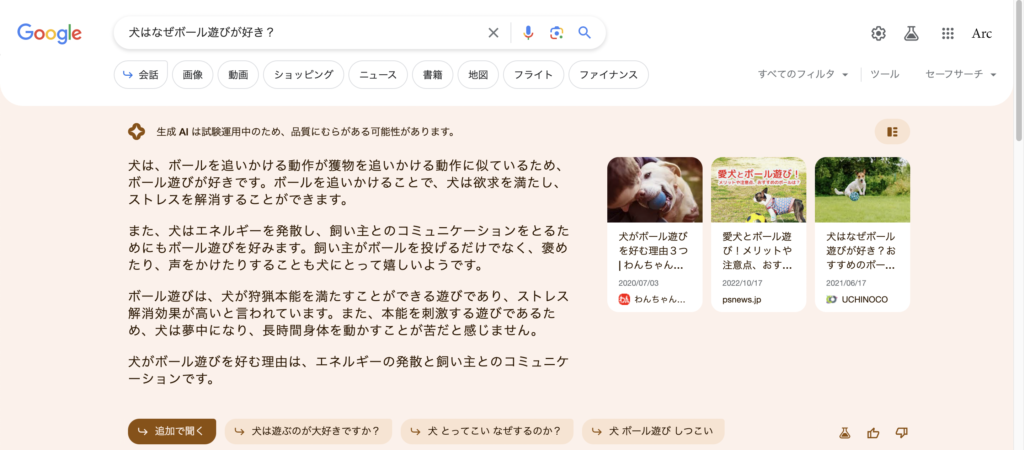 googleSGE結果画面